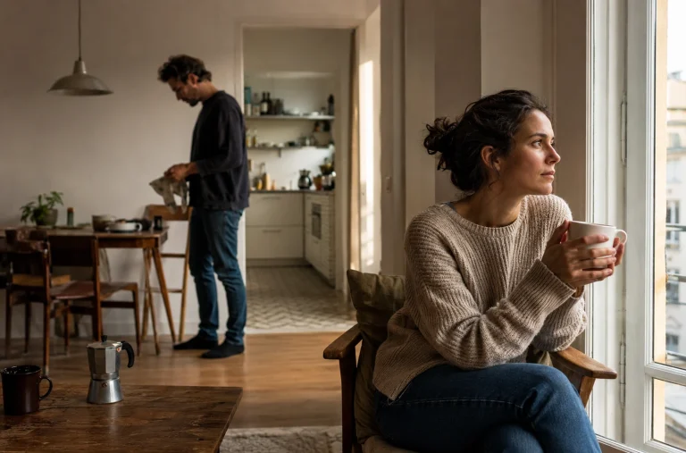 Couple adulte prenant de la distance dans un moment de réflexion